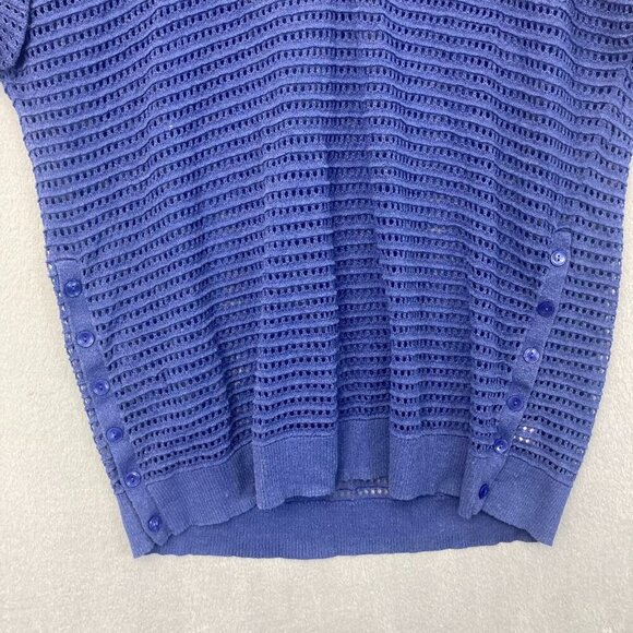 VICTORIA'S SECRET Flax Blend Short Sleeve Open Knit Sweater Size Small S Purple - Picture 6 of 10